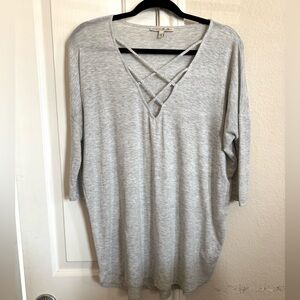 Express 3/4 Sleeve Gray Top